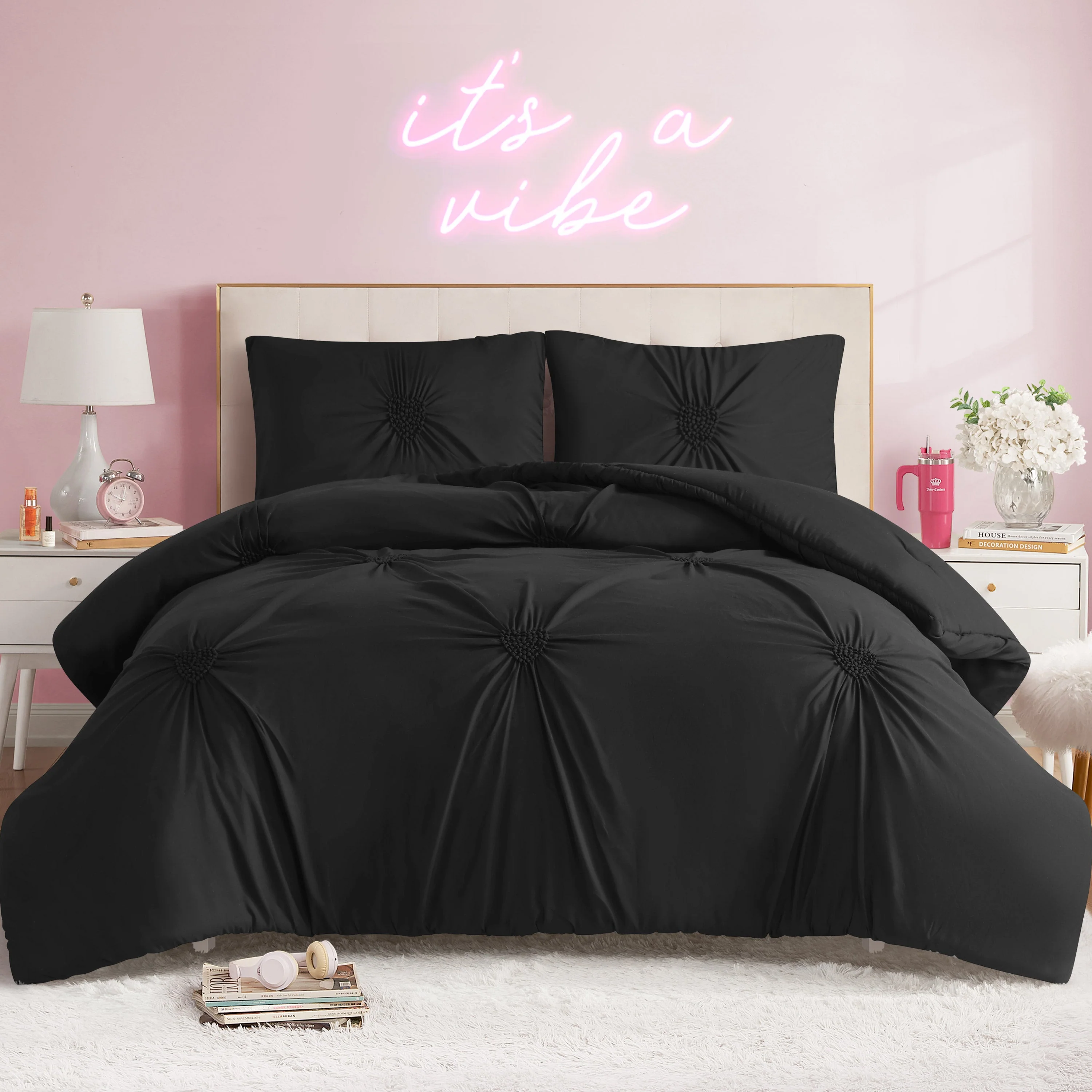 Amora Gathered Heart Comforter Set