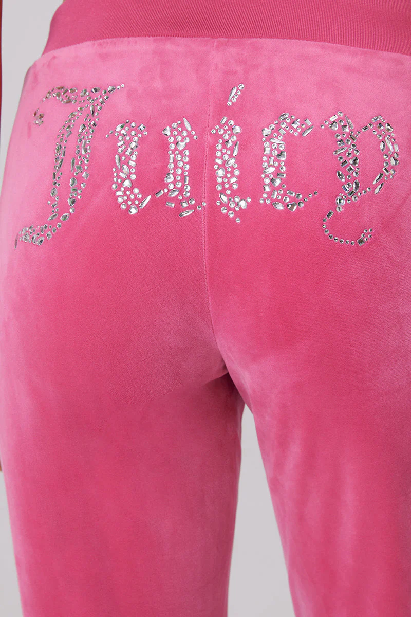 Long Length Angel Couture Big Bling Velour Track Pants - Image 5