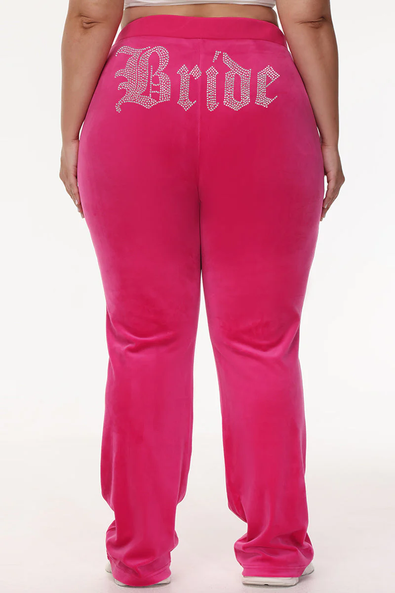 Bride Customizable Big Bling Velour Track Pants - Image 11