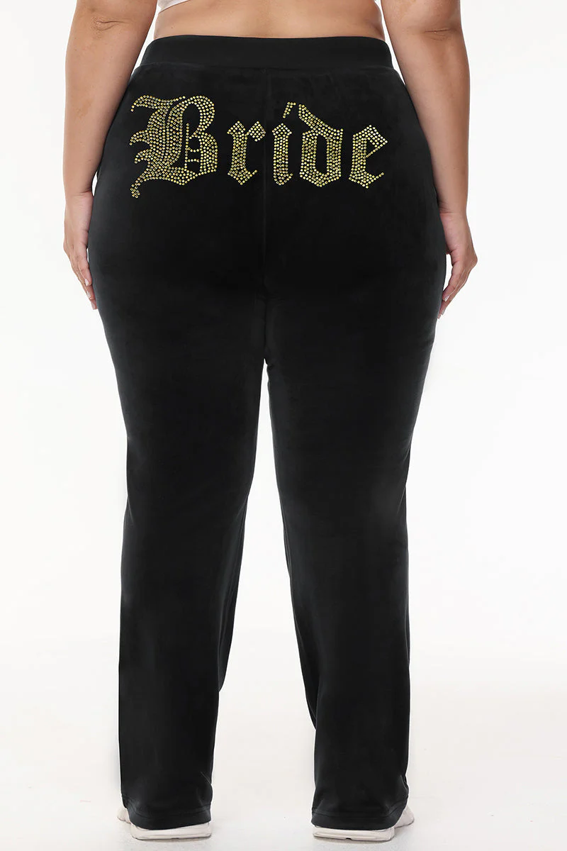 Bride Customizable Big Bling Velour Track Pants - Image 6