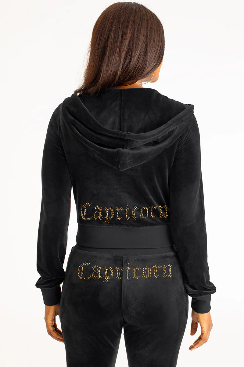 Capricorn Customizable Big Bling Velour Hoodie - Image 3