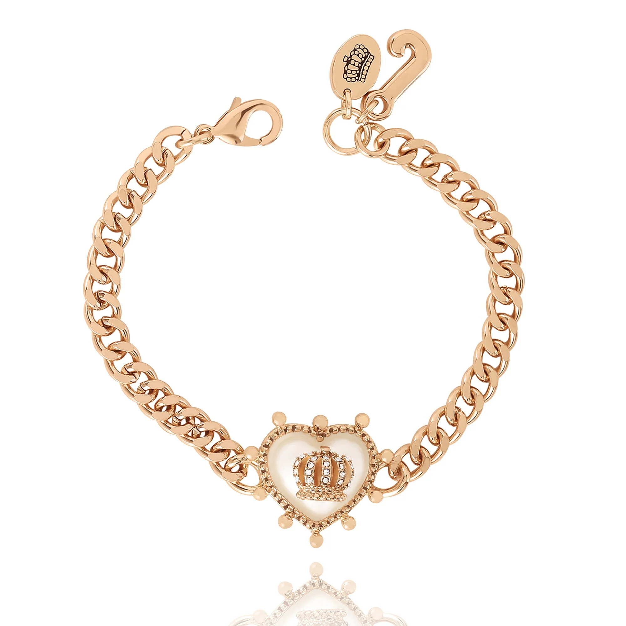 Crown Heart Charm Chain Bracelet - Image 4