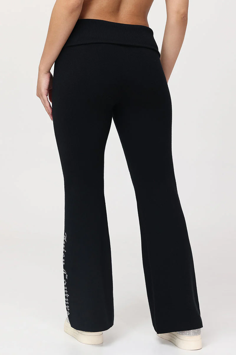 Fold Over Knit Wide Leg Pants - Image 2