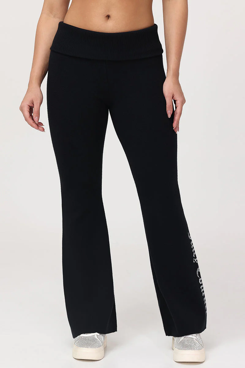 Fold Over Knit Wide Leg Pants - Image 4