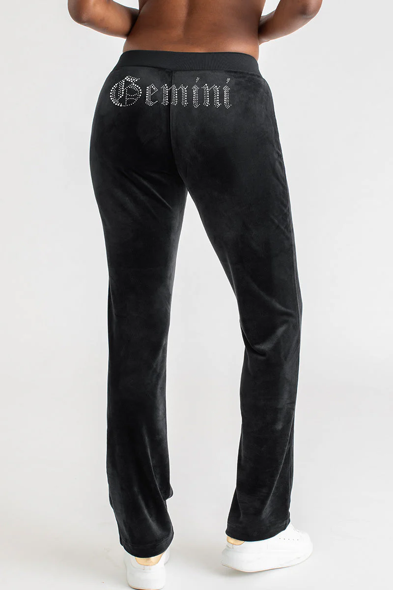 Gemini Customizable Big Bling Velour Track Pants - Image 3