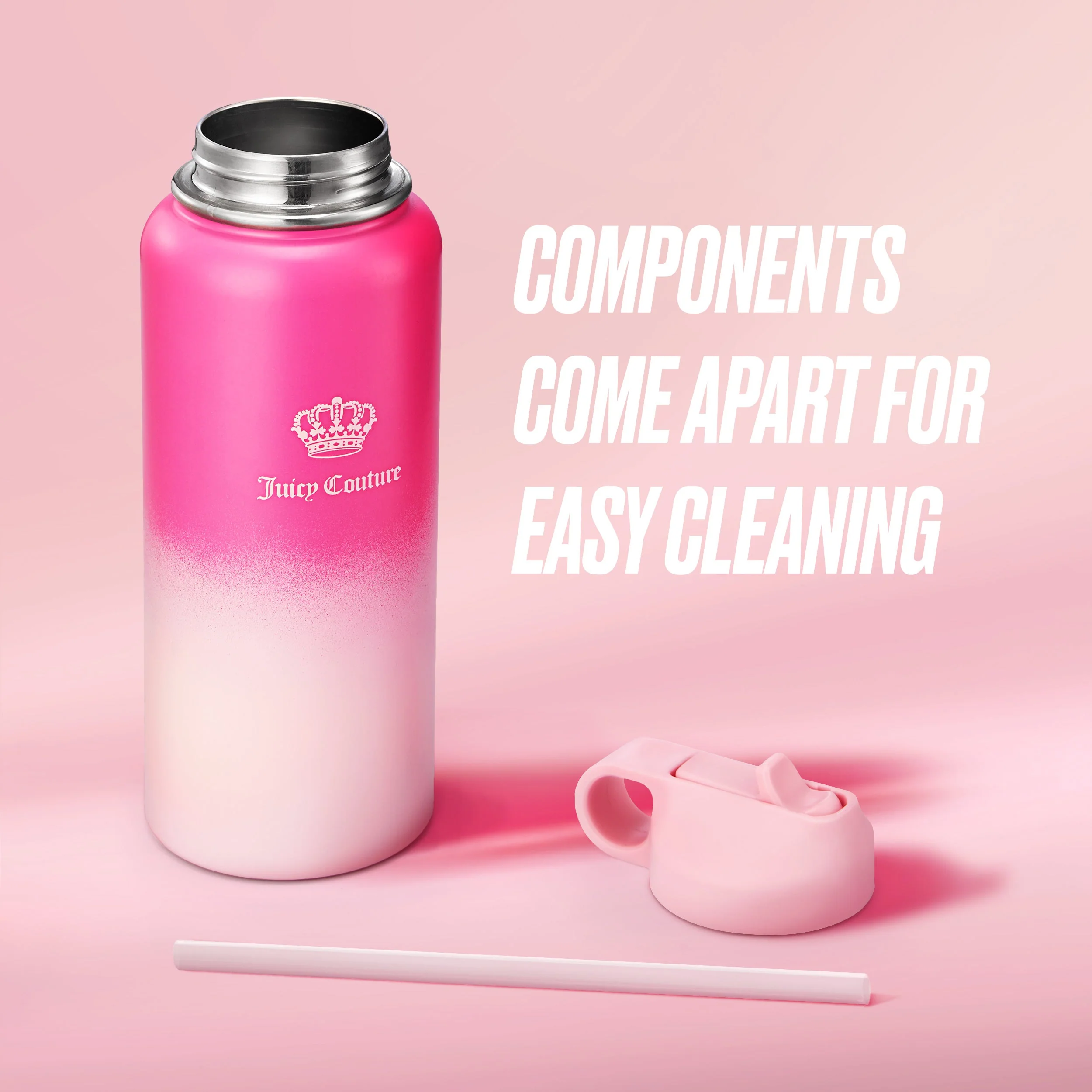 Go Girl Stainless Steel Water Bottle with Pop-up Straw - Image 4