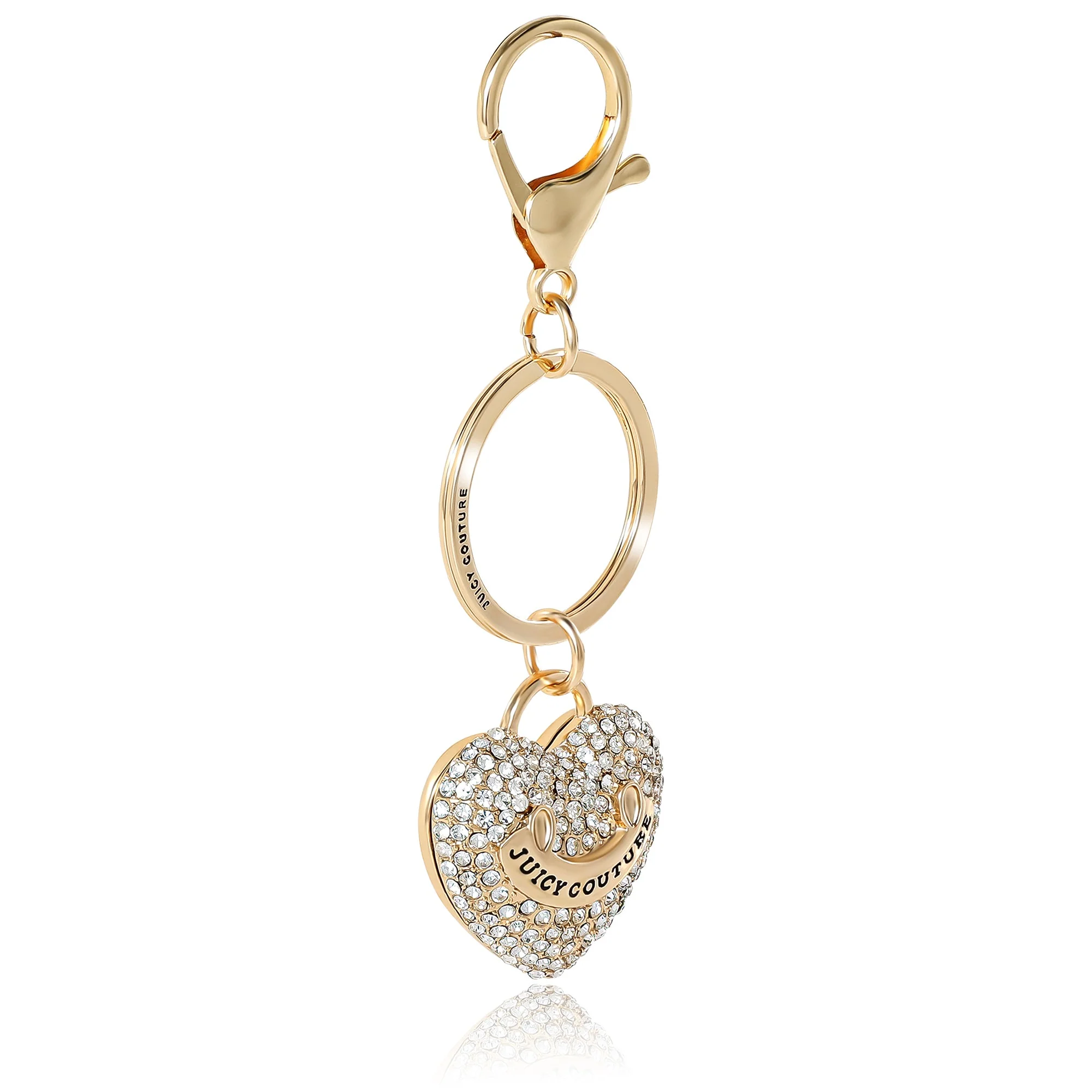 Gold-Tone Pave Heart Keychain Bag Charm & Earrings Set - Image 3