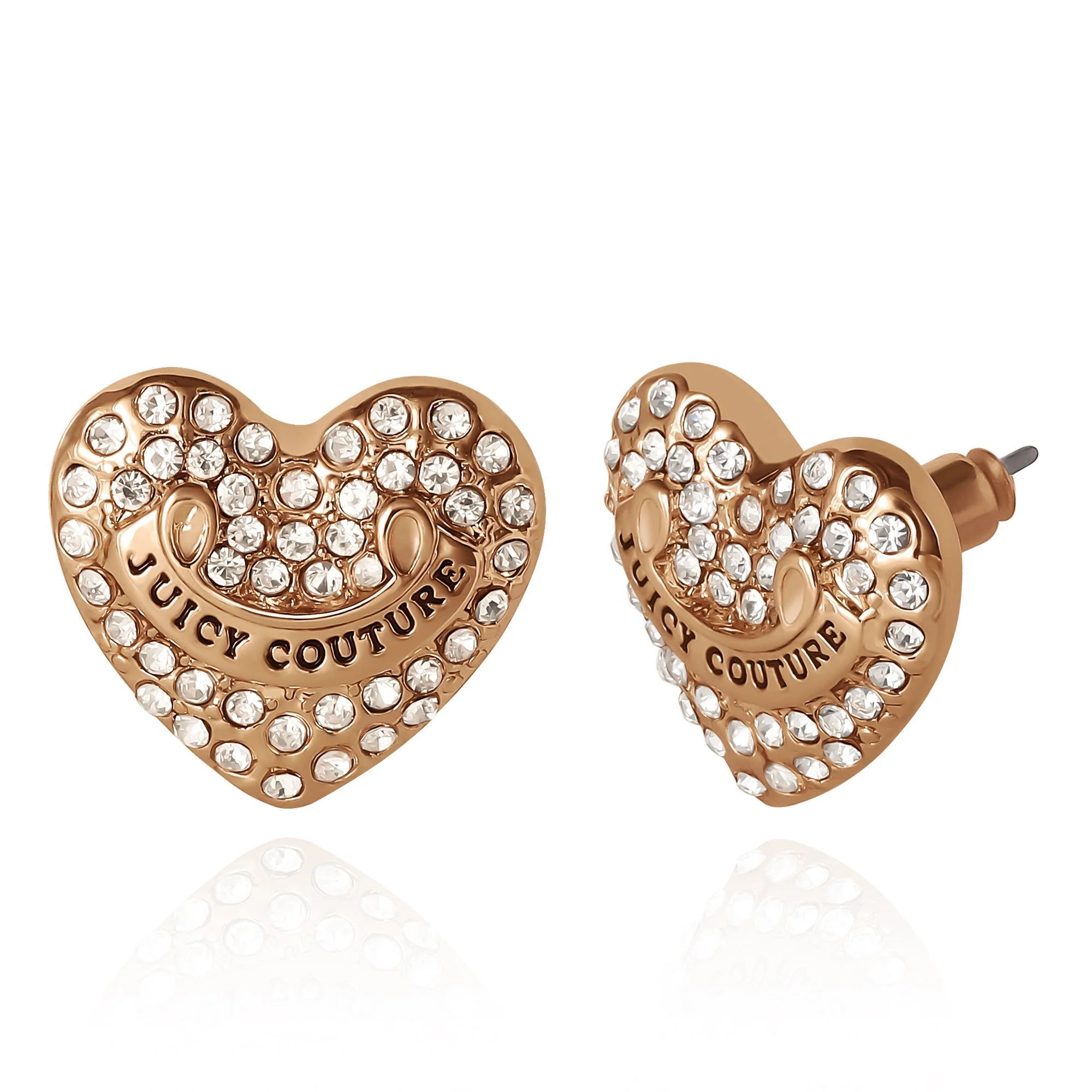Heart Stud Earrings with Crystal Accents - Image 4