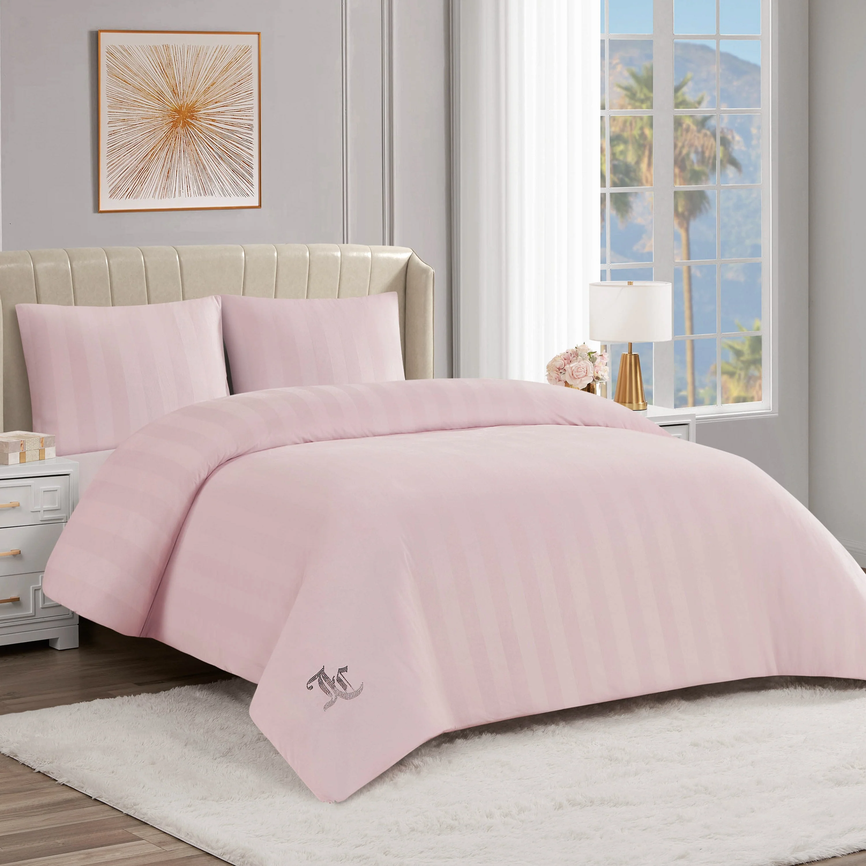Jenny Velour Striped Jacquard Comforter Set - Image 2