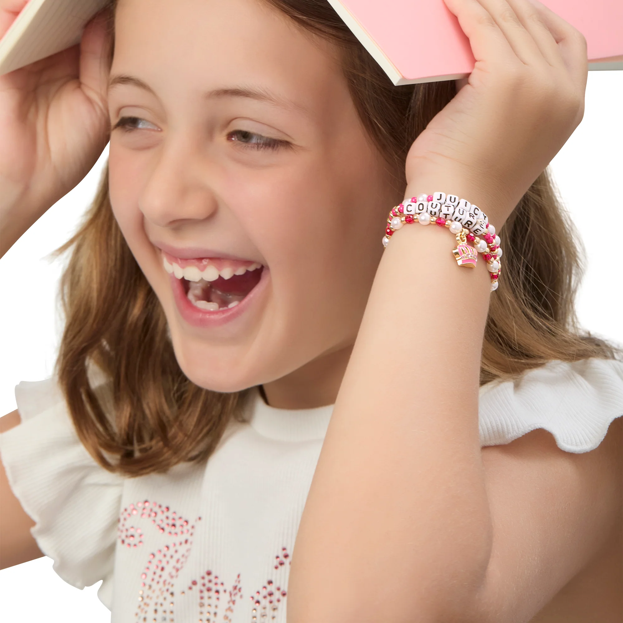 Kids Crown Charm 3 Piece Stretch Beaded Bracelet Set - Image 2