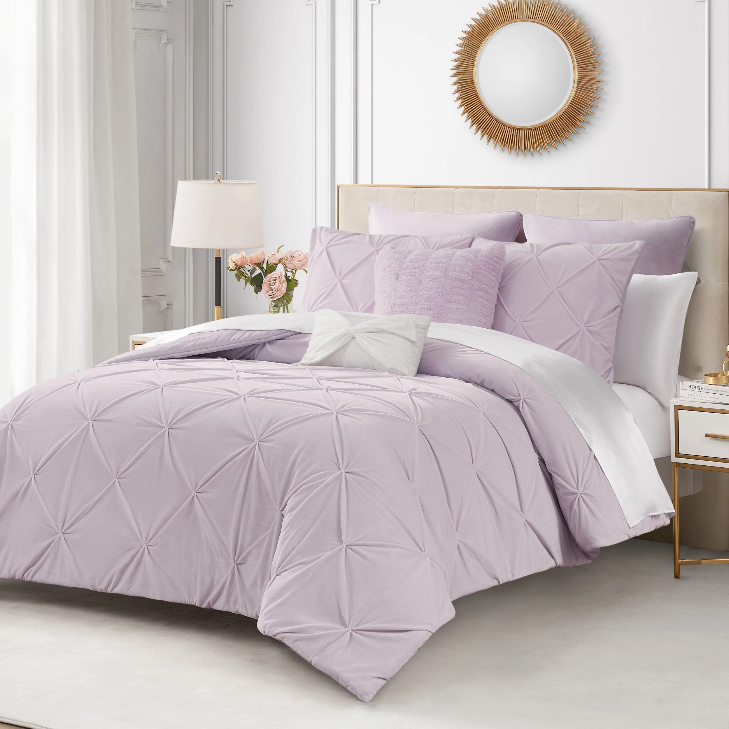 Kiss Pleat Micromink Comforter Set With Decorative Pillows - Image 4