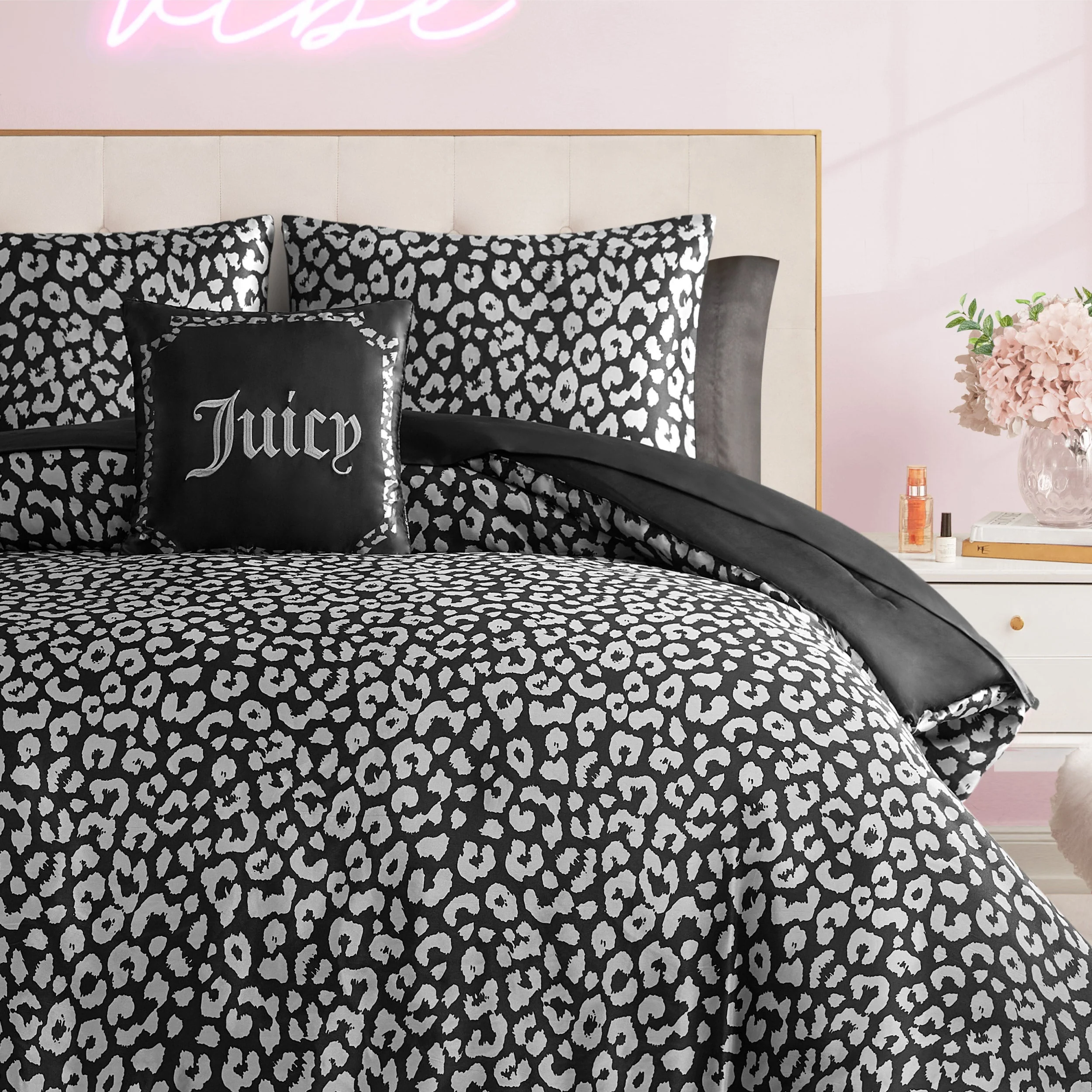 Modern Leopard Satin Bed in a Bag Bedding Set - Image 4