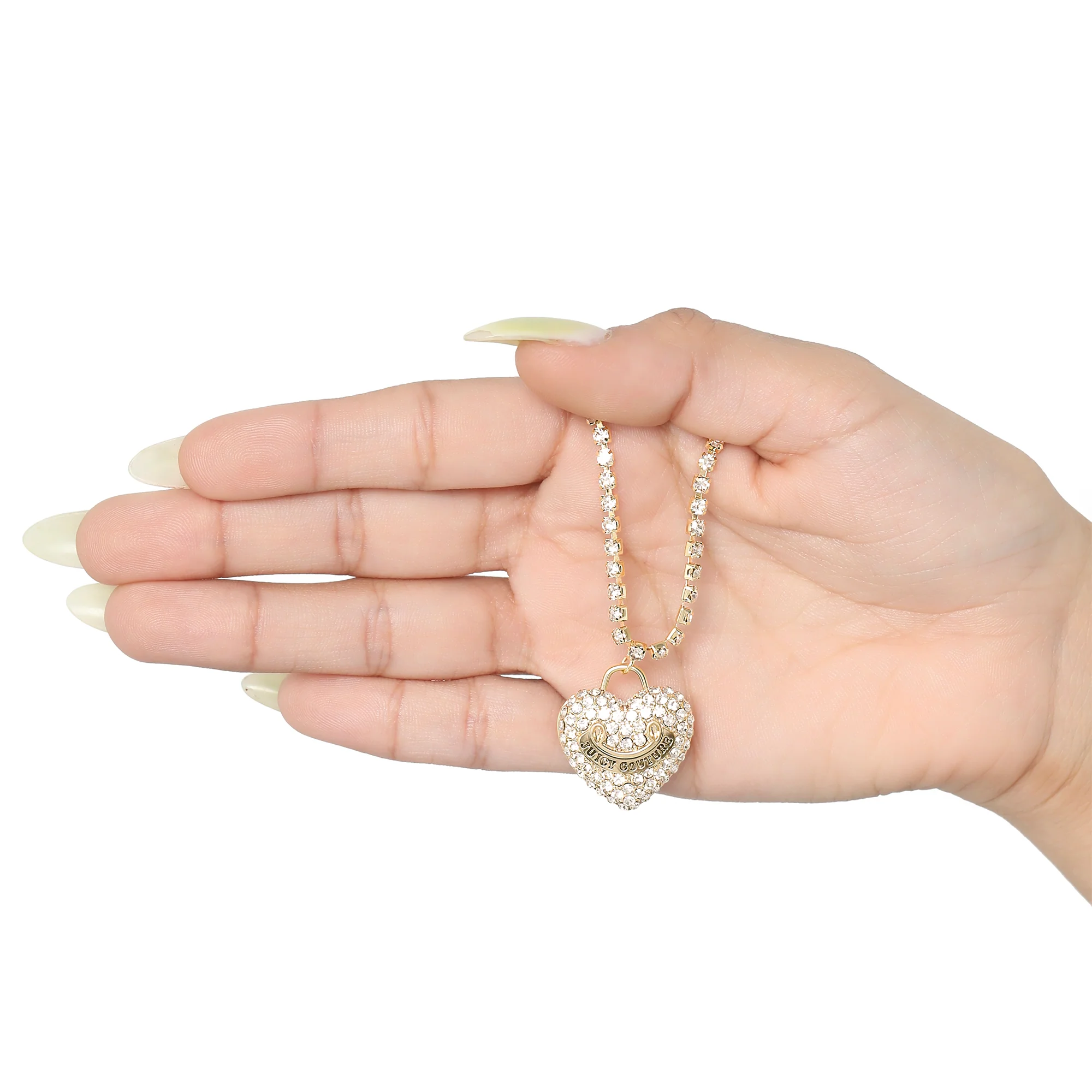 Pavé Heart Crystal Chain Pendant Necklace - Image 3