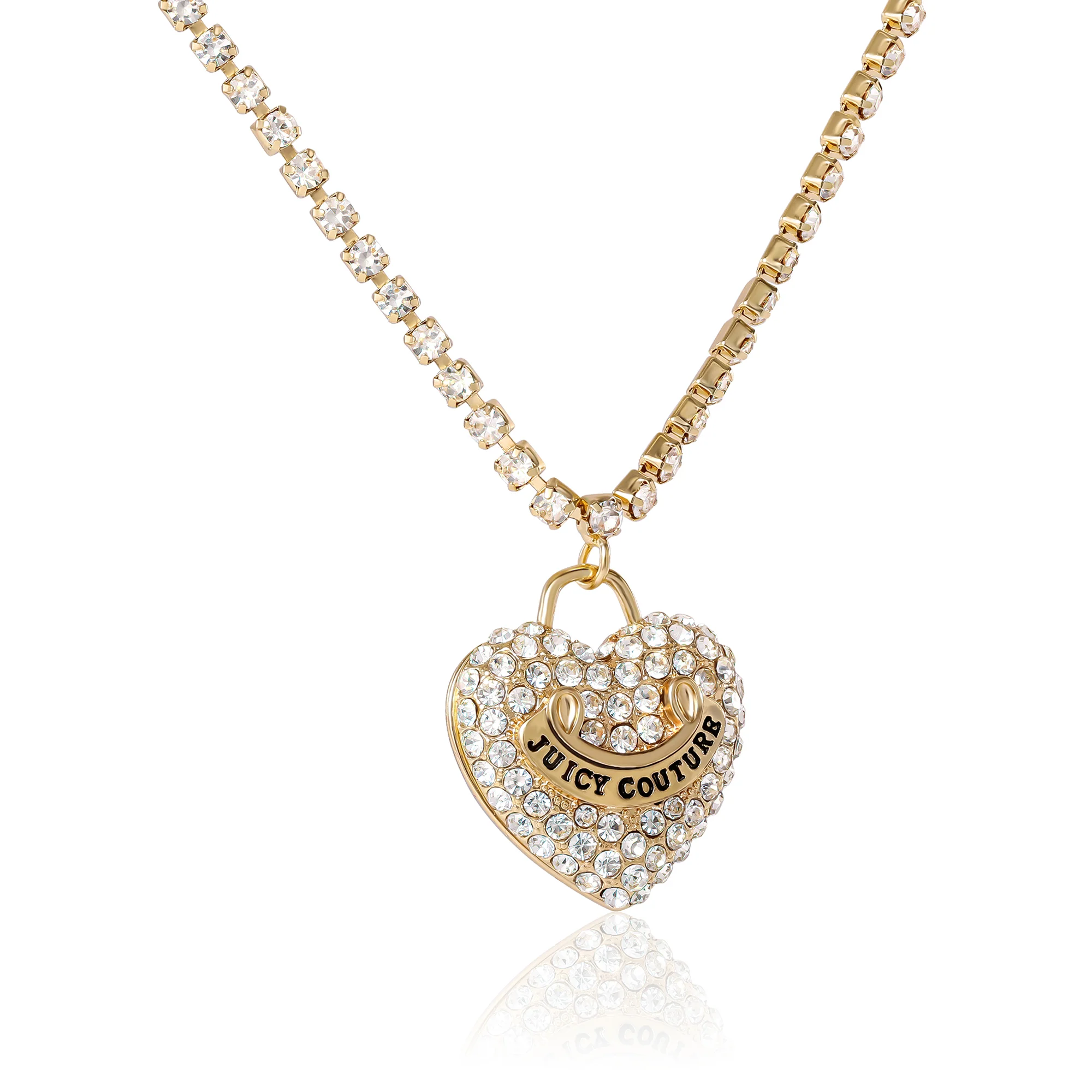 Pavé Heart Crystal Chain Pendant Necklace - Image 4