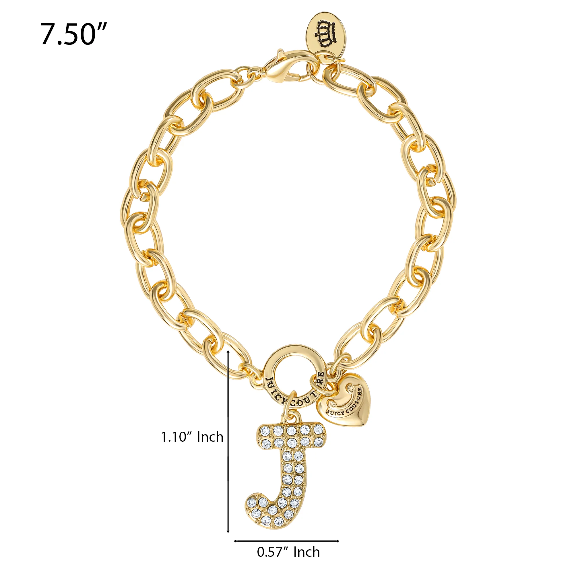 Pavé Initial Charm Bracelet, Letter J - Image 2