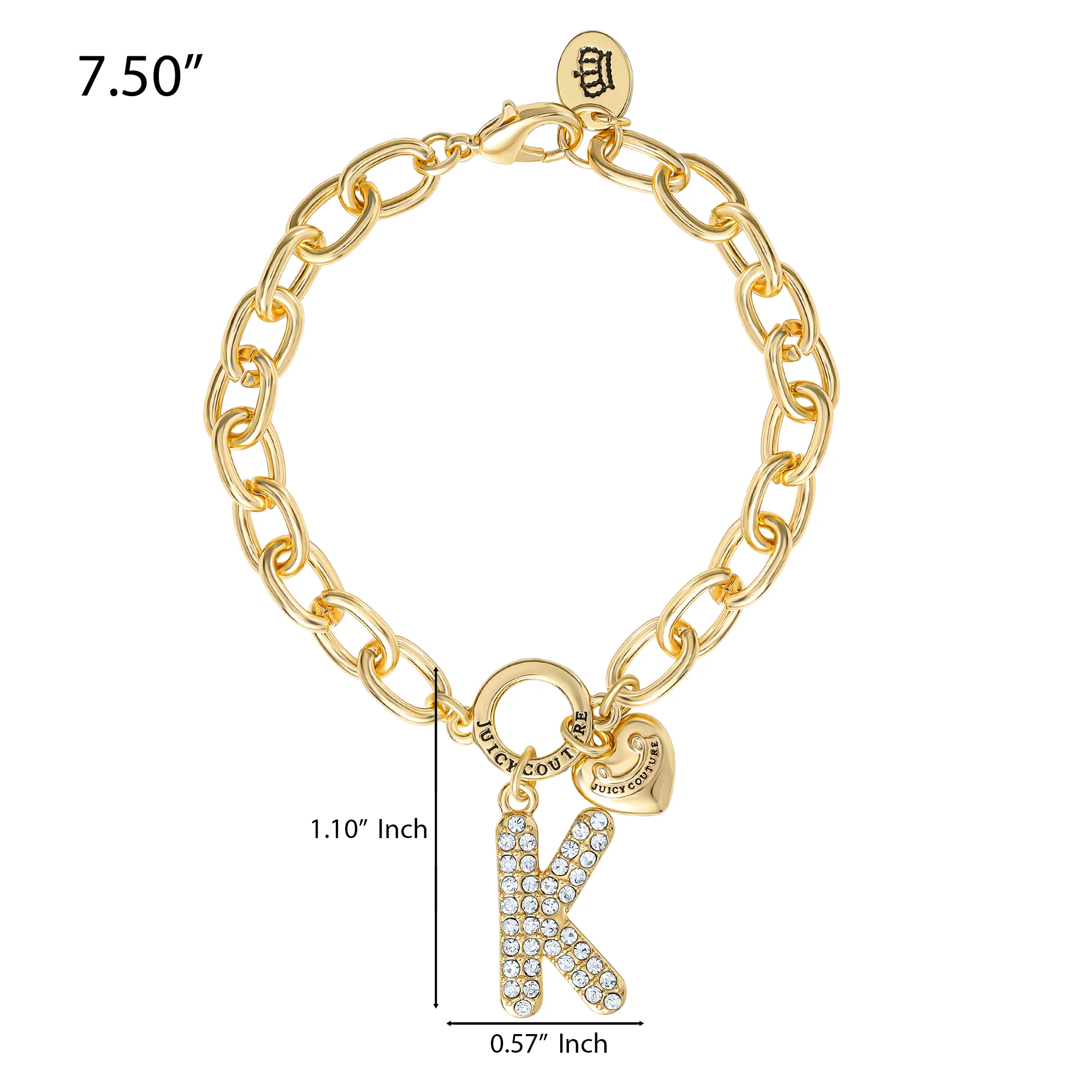 Pavé Initial Charm Bracelet, Letter K - Image 2