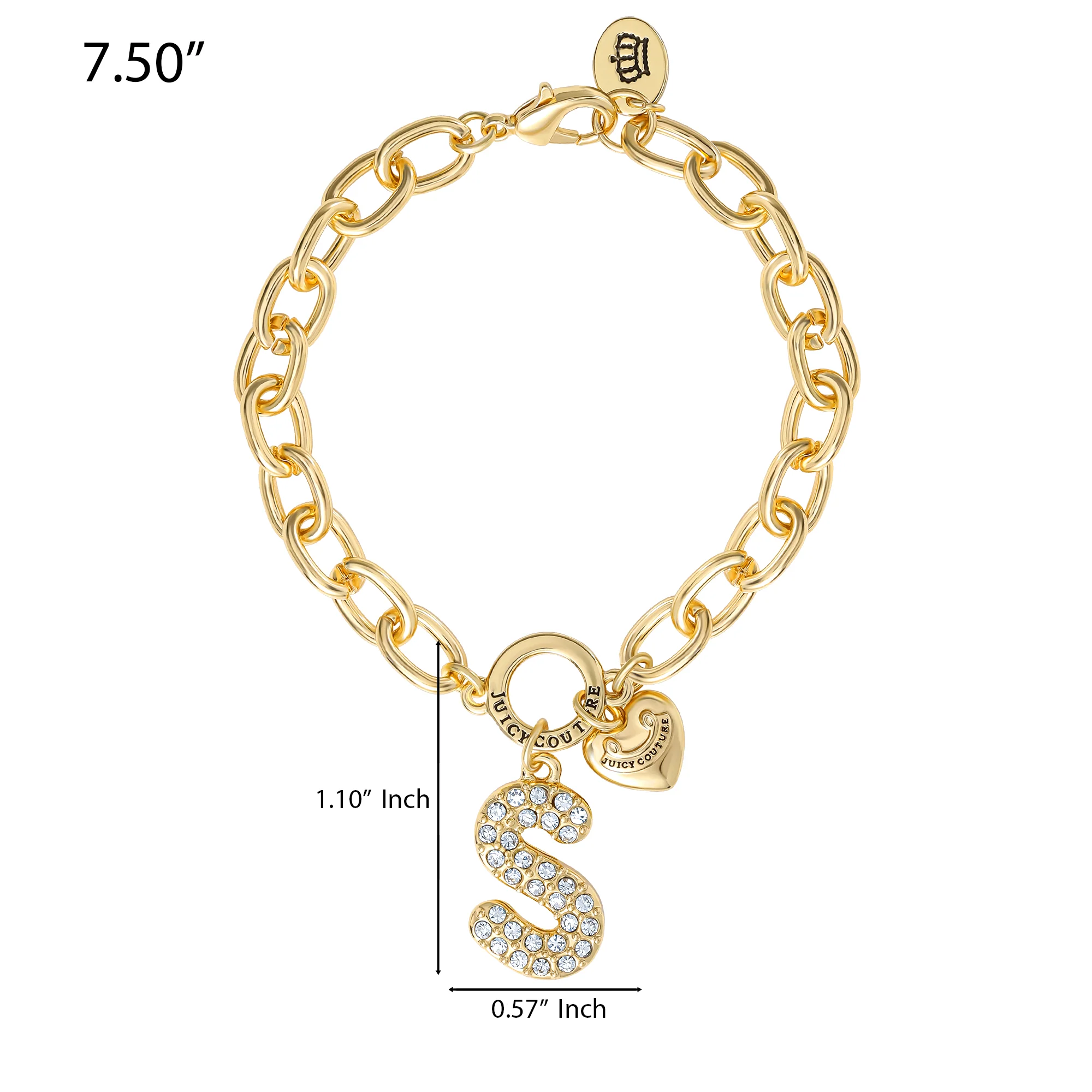 Pavé Initial Charm Bracelet, Letter S - Image 2