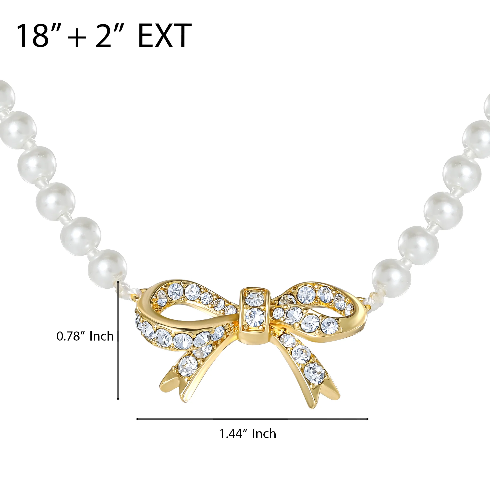 Pearl Necklace with Pavé Bow - Image 4