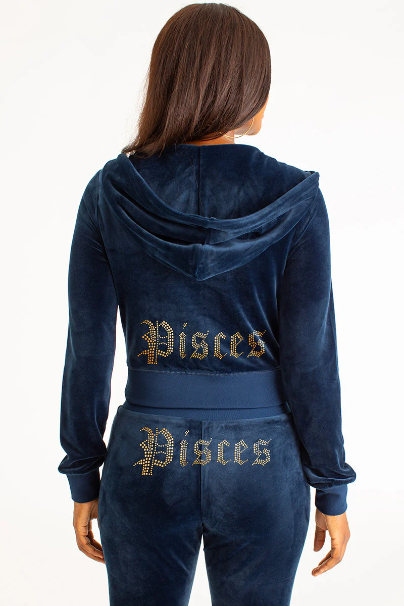 Pisces Customizable Big Bling Velour Hoodie - Image 3