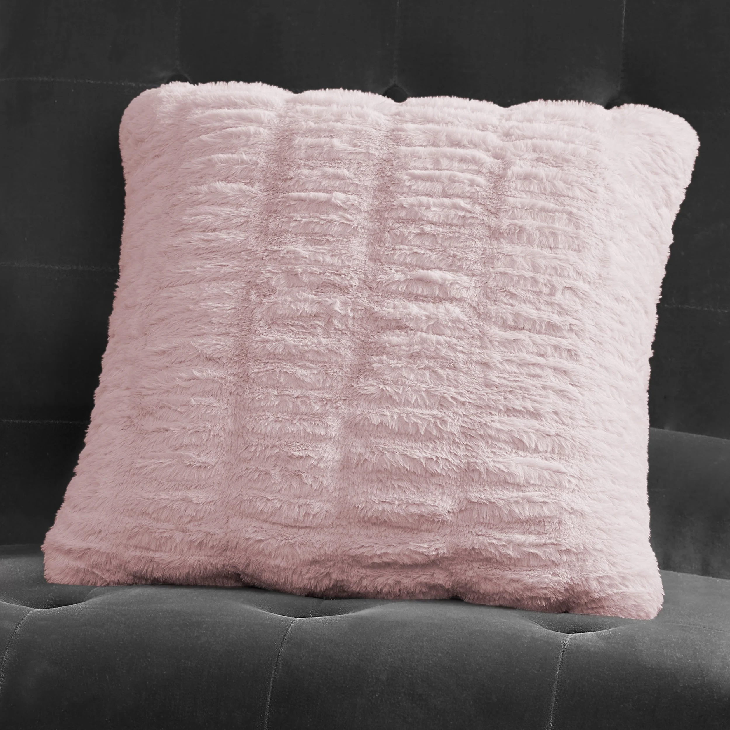 Pleated Faux Fur Decorative Pillow - Image 3
