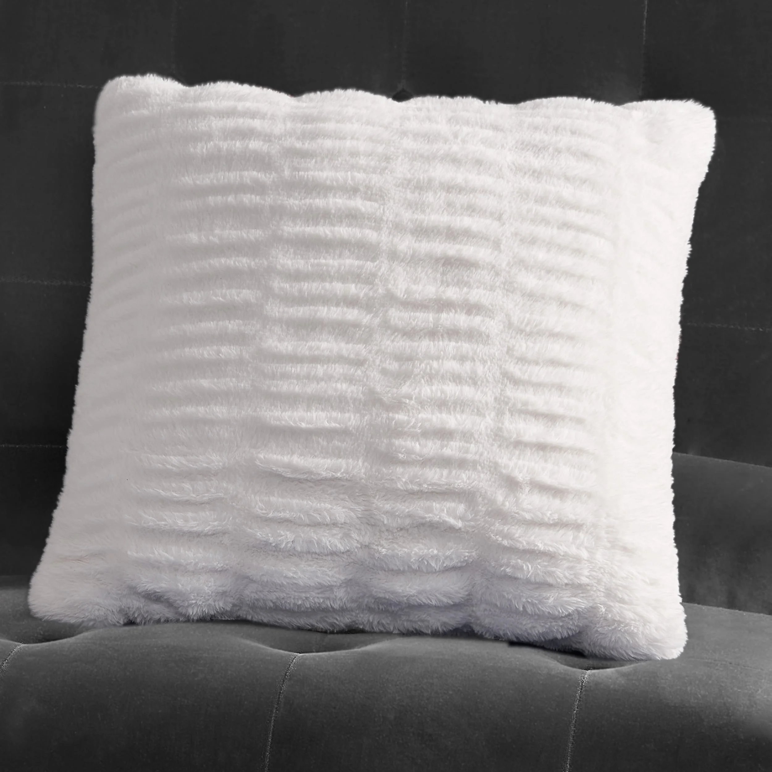 Pleated Faux Fur Decorative Pillow - Image 3