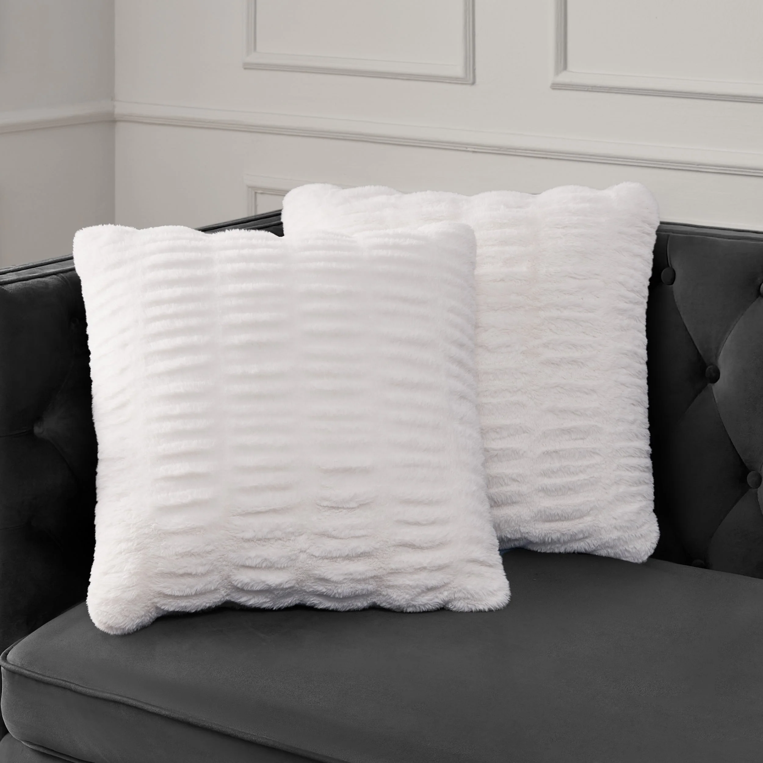 Pleated Faux Fur Decorative Pillow - Image 4