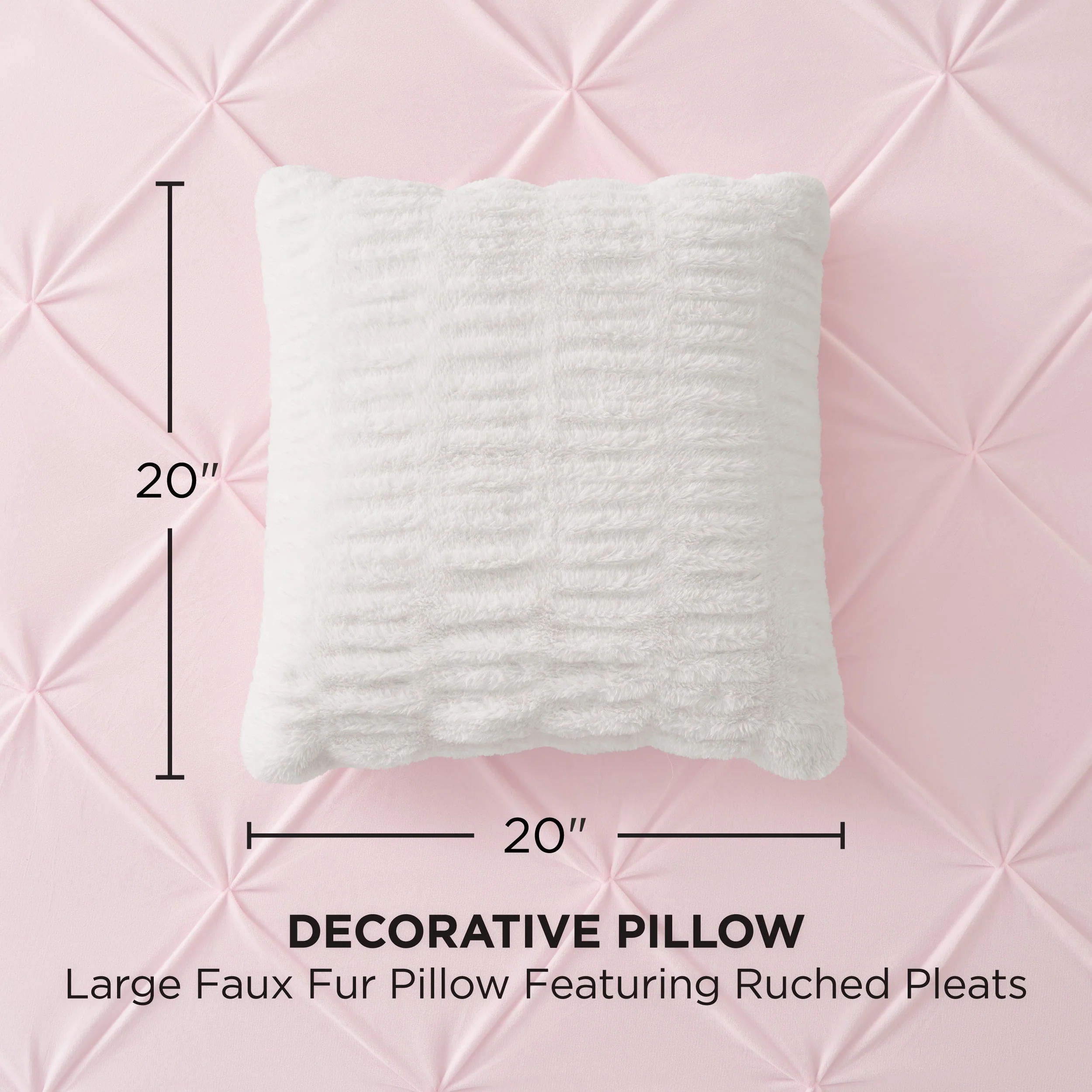 Pleated Faux Fur Decorative Pillow - Image 7