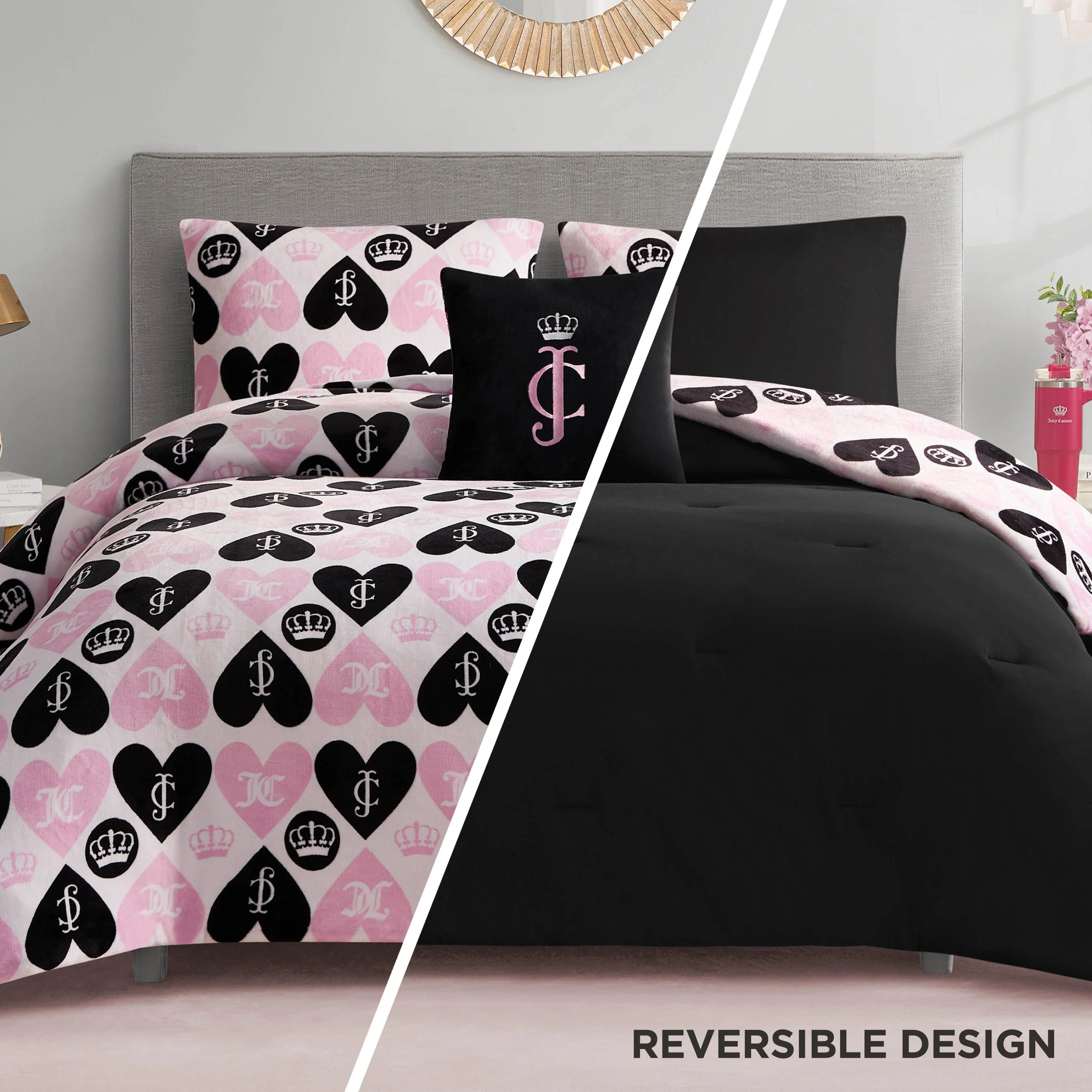Plush Queen Heart Logo Reversible Comforter Set - Image 2