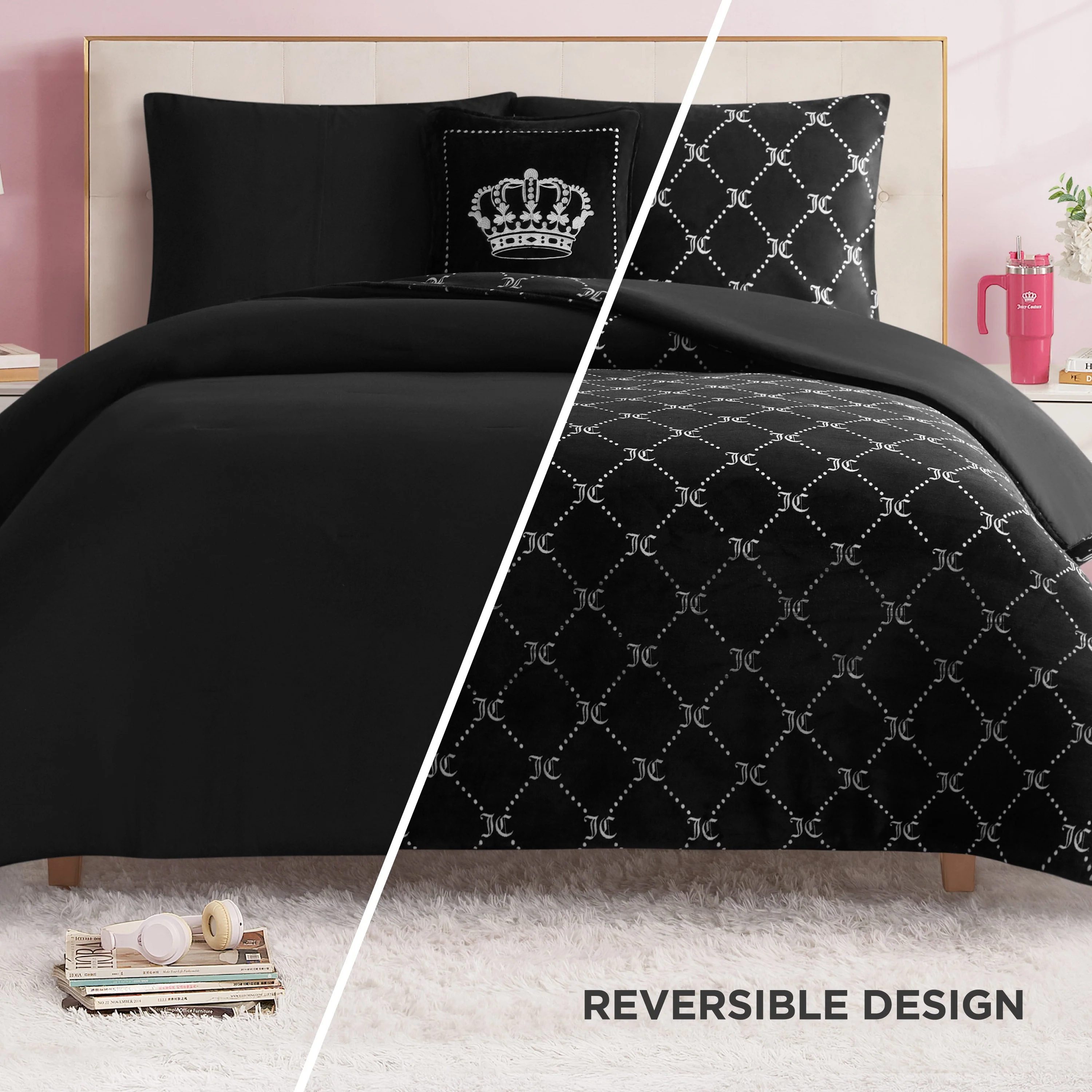 Plush Trellis Link Reversible Comforter Set - Image 2