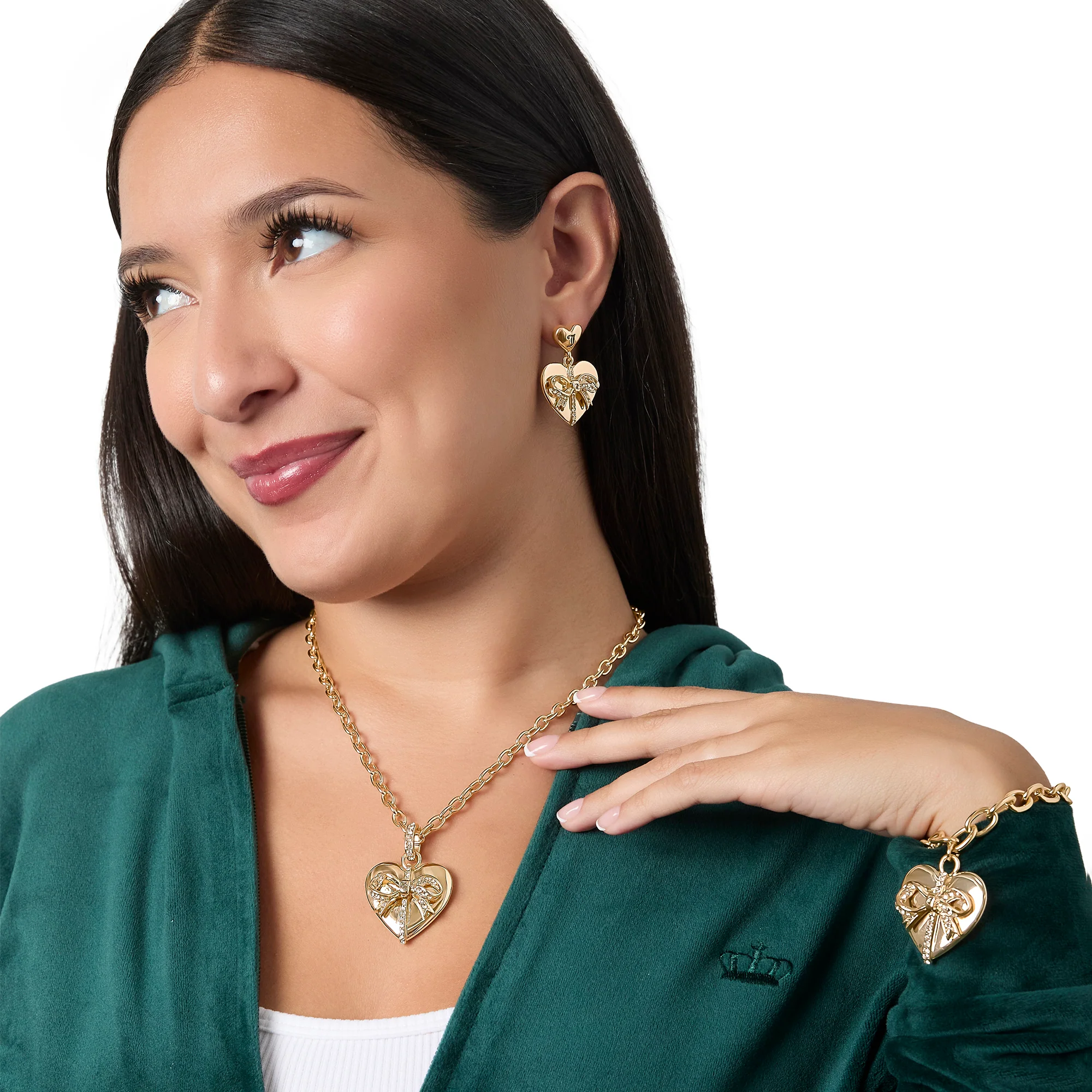 Quilted DoubleāHeart Drop Earrings - Image 2