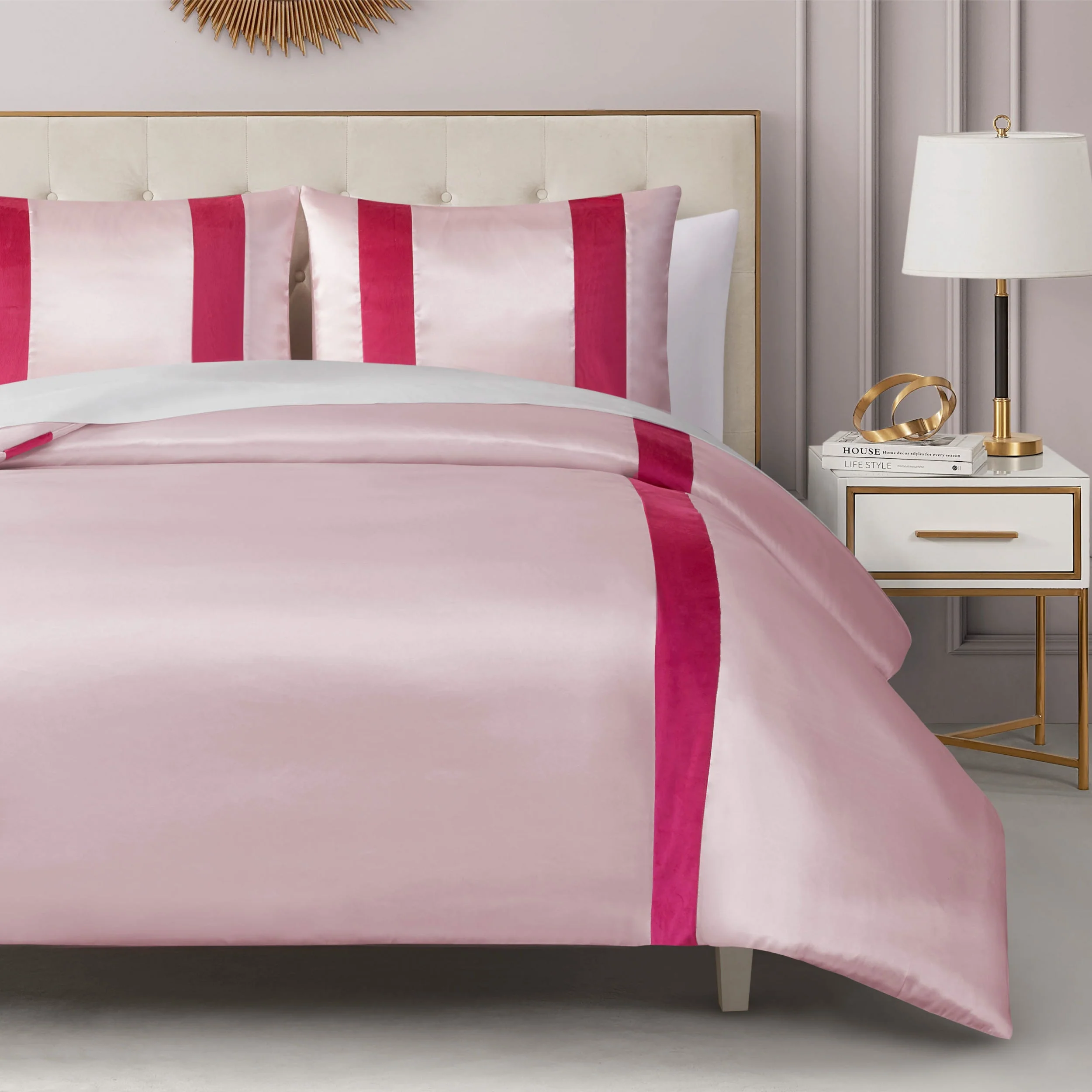 Satin Velvet Stripe Comforter Set - Image 3