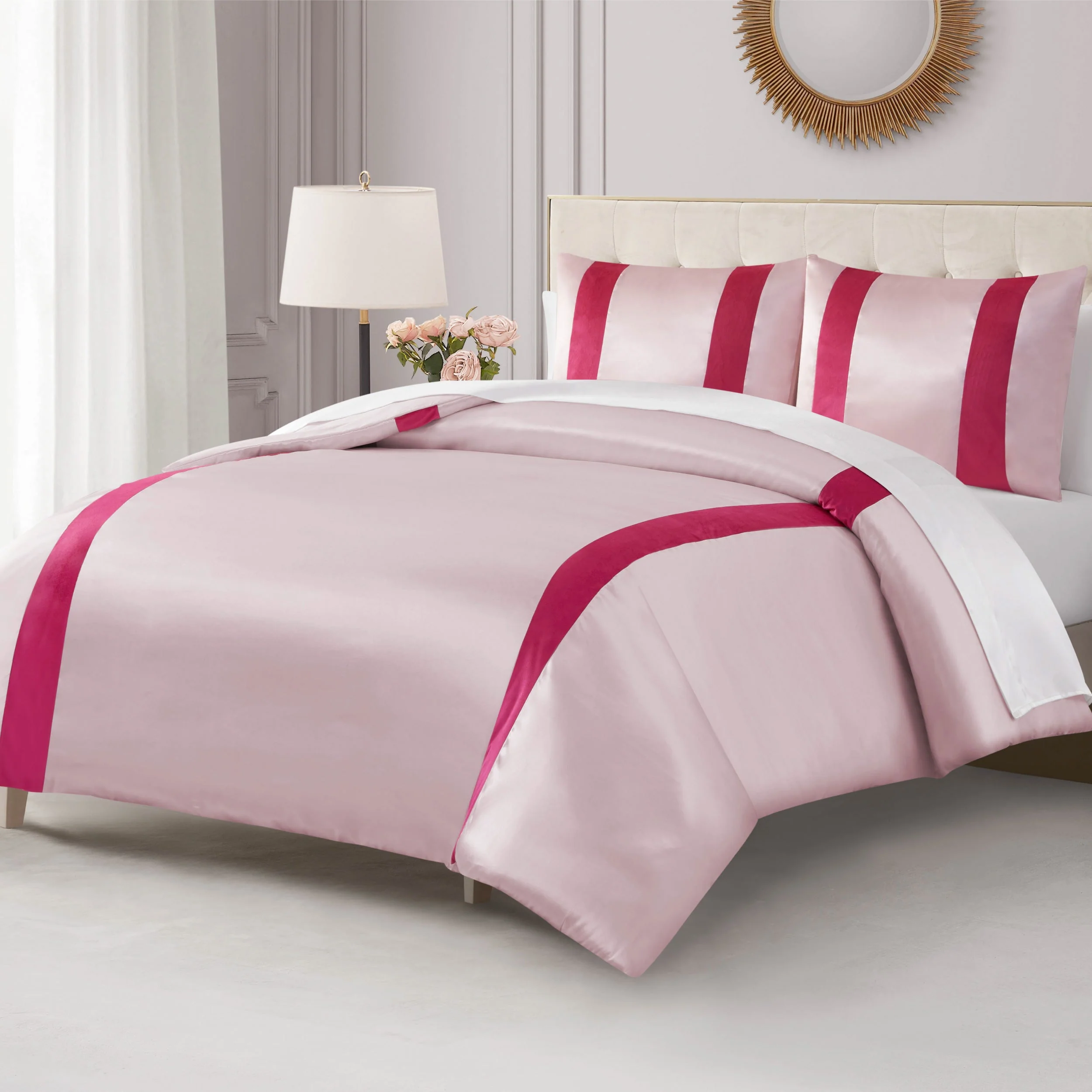 Satin Velvet Stripe Comforter Set - Image 4