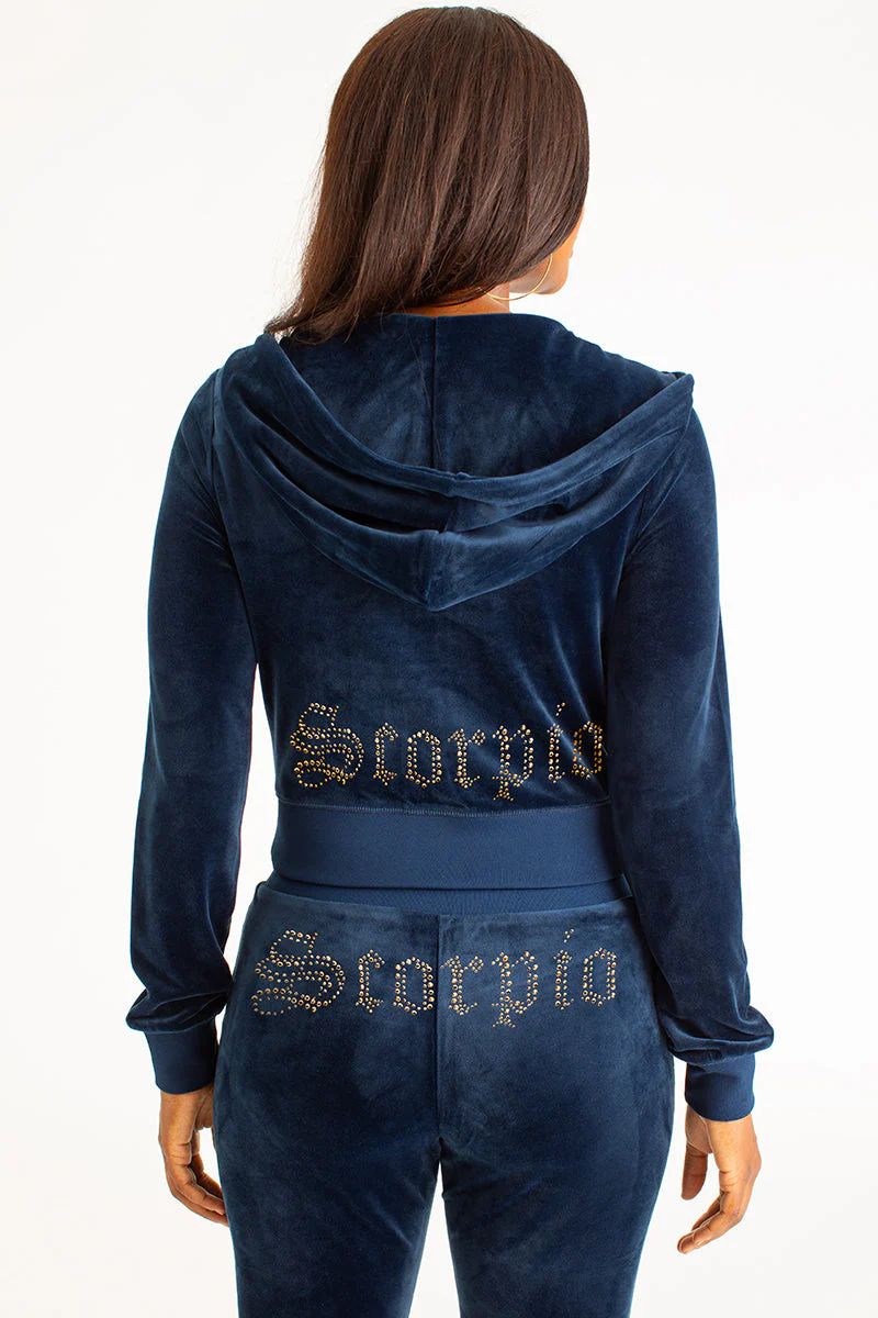 Scorpio Customizable Big Bling Velour Hoodie