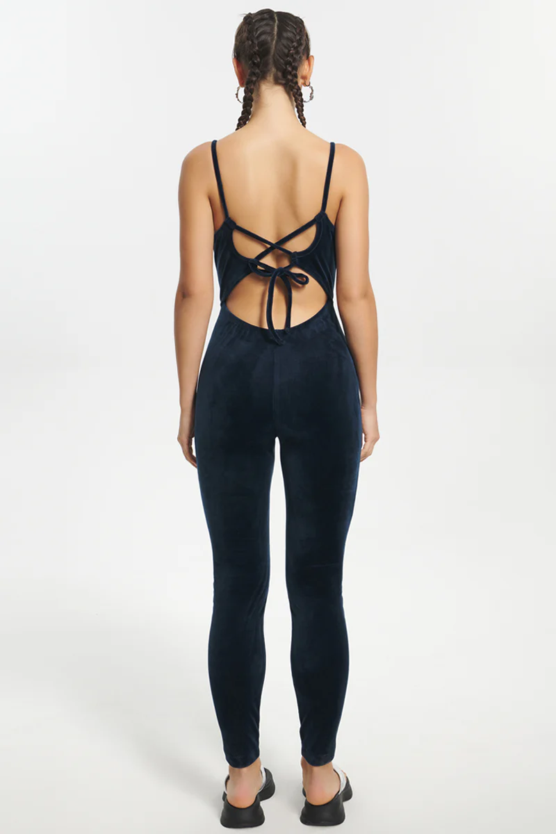 Strappy Script Velour Jumpsuit - Image 2