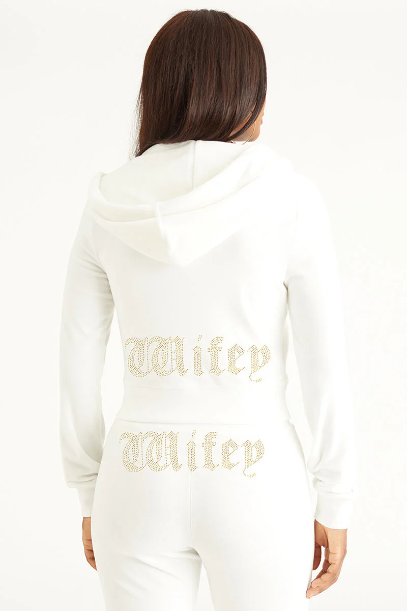 Wifey Customizable Big Bling Velour Hoodie - Image 2
