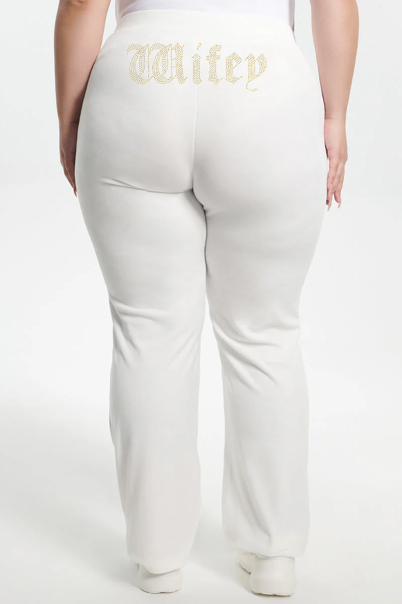 Wifey Customizable Big Bling Velour Track Pants - Image 3