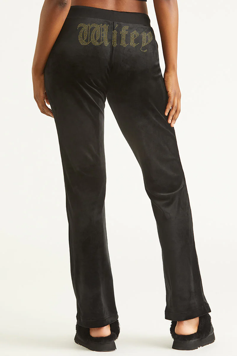 Wifey Customizable Big Bling Velour Track Pants