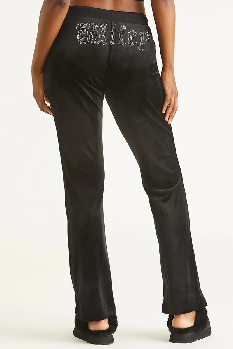 Wifey Customizable Big Bling Velour Track Pants - Image 2