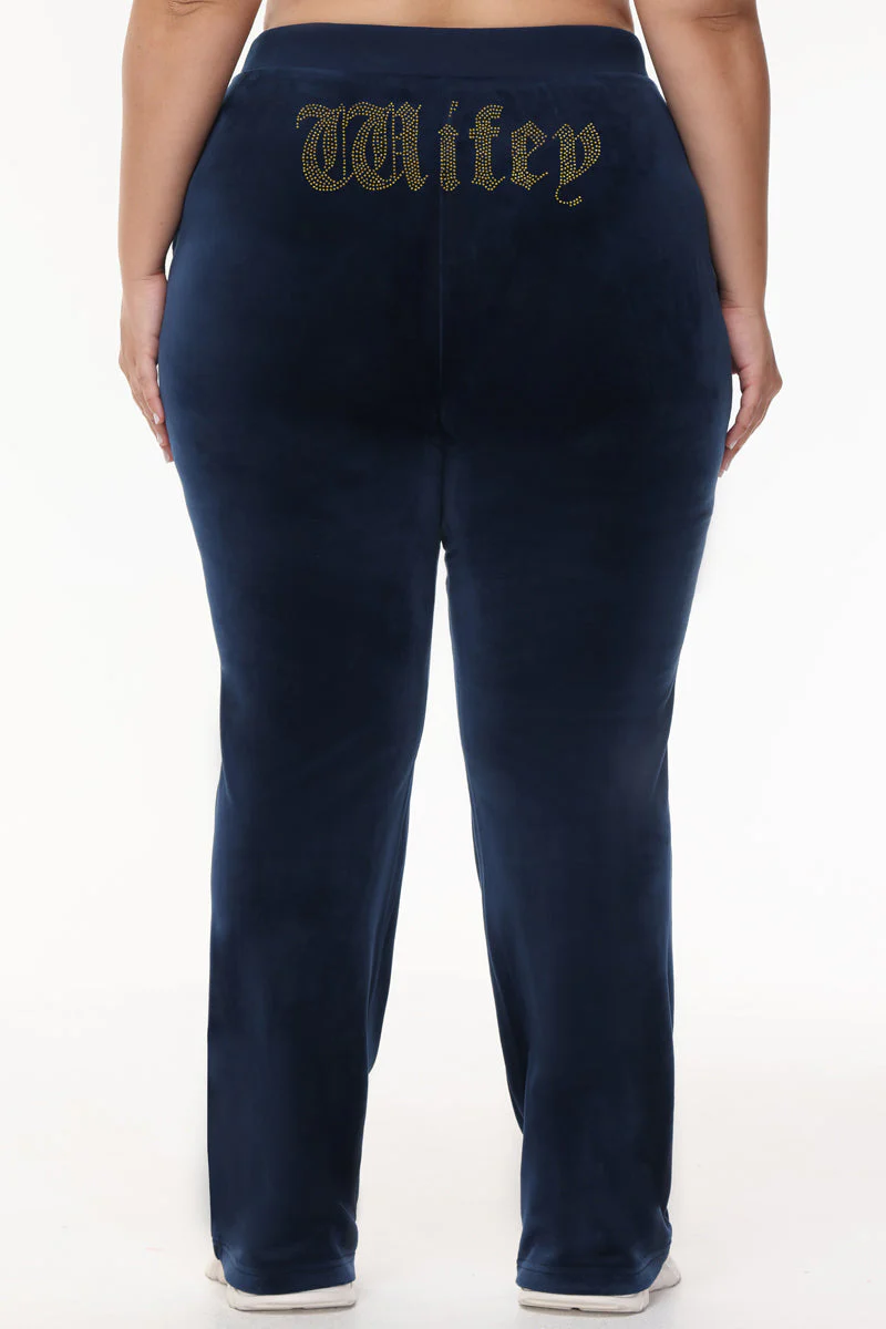 Wifey Customizable Big Bling Velour Track Pants - Image 3